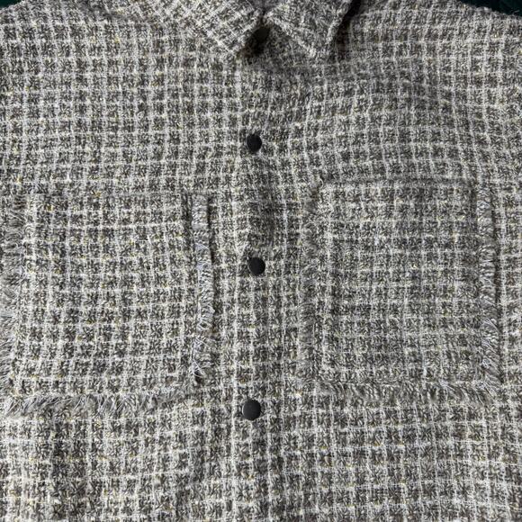 Forever 21 Metallic Bouclé Frayed Shirt Y2K Button-Up – Size M - Picture 5 of 13